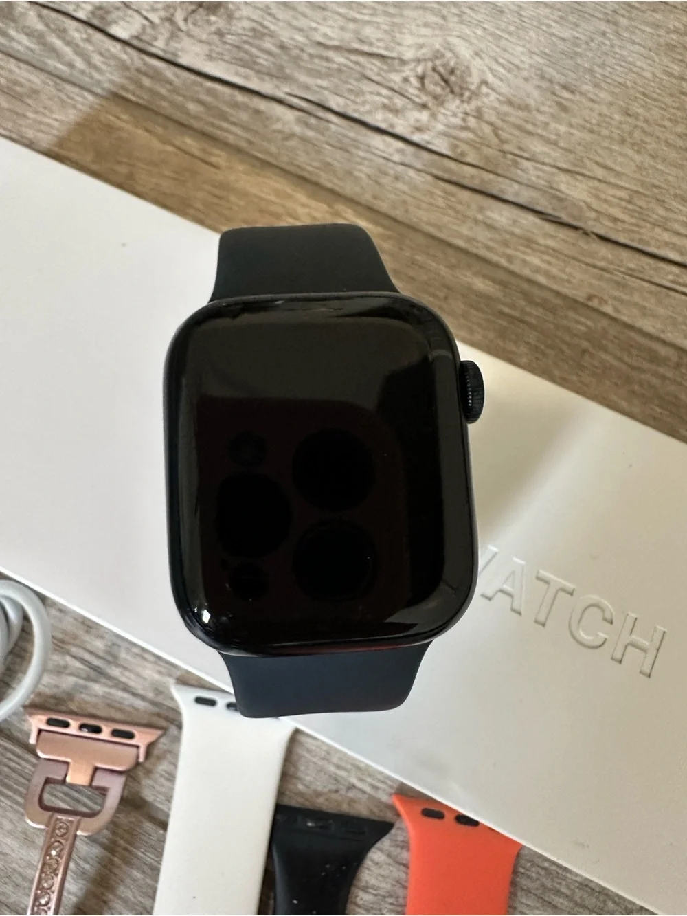 Apple Series 7 Black Smartwatch with Black Silicone Band